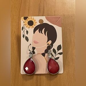 Red Teardrop Dangle Earrings - Women Jewelry